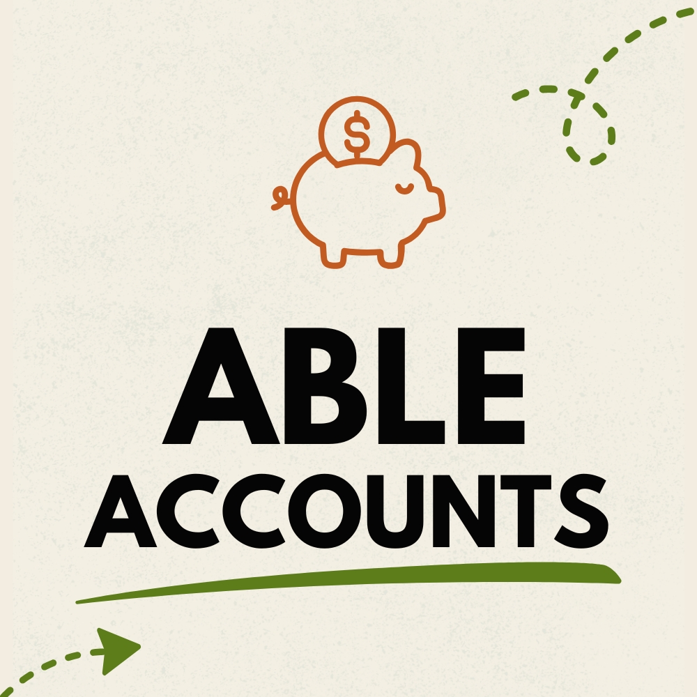 ABLE-Accounts ABLE ACCOUNT logo with piggy bank and dollar sign icon on a light background